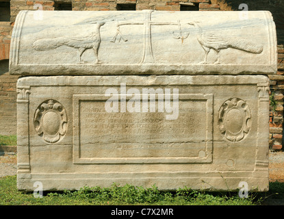 Frühen christlichen Sarkophag-Ravenna-museum Stockfoto