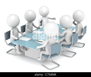 3D kleine menschliche Charaktere X6 im Tagungsraum. Business-Leute-Serie. Stockfoto