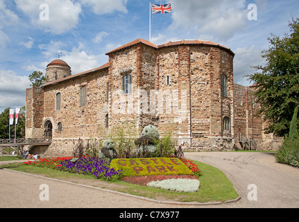 Normannische Burg in Colchester, England. Stockfoto