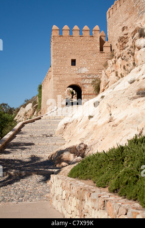 Eingang zur Alcazaba von Almeria, mittelalterlichen maurischen Festung. Stockfoto