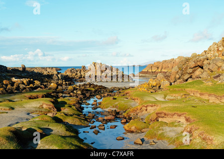 Sanna Bay, typischer Blick vom Portuaik zum Sanna Coastal Walk, Richtung Senna, Ardnamurchan, Schottland, Vereinigtes Königreich Stockfoto