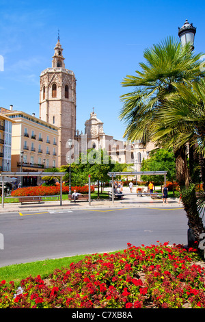 Kathedrale von Valencia El Miguelete Micalet Reina Platz Stockfoto