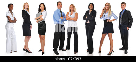 Gruppe von Geschäftsleuten stehen isoliert auf weißem Hintergrund Stockfoto