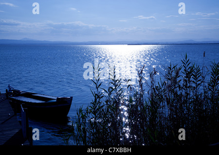 Albufera blauen Boote See in El Saler-Valencia-Spanien Stockfoto