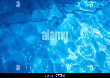 Plätschern des Wassers im Pool mit Lichtreflexion Stockfoto