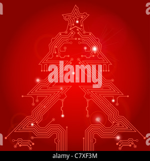 Weihnachtsbaum aus Leiterplatte mit Stern, Element für Design, eps10 Vektor-illustration Stockfoto