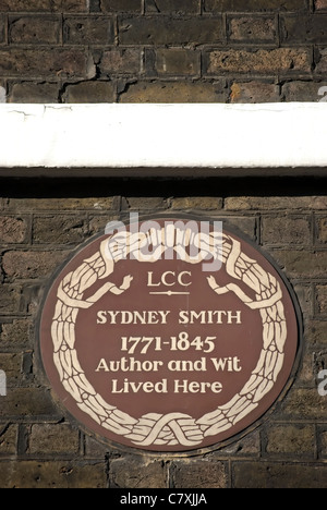 London Grafschaftsrat Plakette markiert ein Haus von Autor und Witz, Sydney Smith, doughty Street, London, england Stockfoto