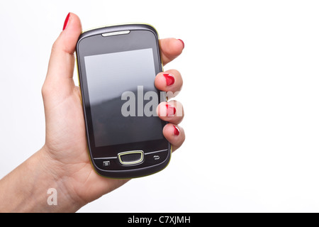 Detail der Frau Hände halten moderne Smartphone Stockfoto