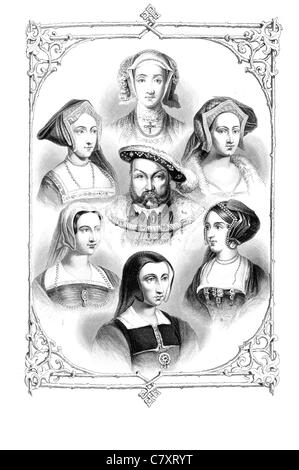 Henry VIII Anne von Cleves Catherine Howard Anee Boleyn Catherine Stockfoto