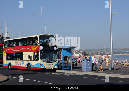 Jurassic Küste Busservice Firstbus in Weymouth, Dorset, England Stockfoto