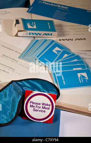 Pan Am Bordservice Einrichtungen für Passagiere, 1970er Jahre Stockfoto