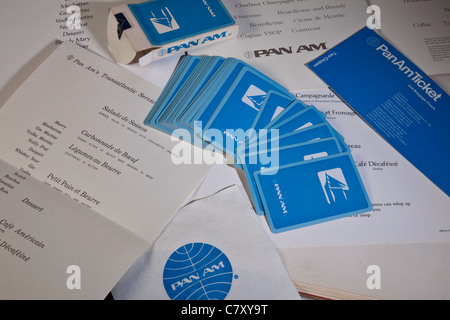 Pan Am Bordservice Einrichtungen für Passagiere, 1970er Jahre Stockfoto
