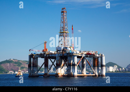 Oil Rig, Guanabara-Bucht, Rio De Janeiro, Brasilien, Südamerika Stockfoto