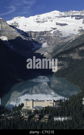 Kanada, Rocky Mountains, Alberta, Lake Louise, Schloß, Luftbild Stockfoto