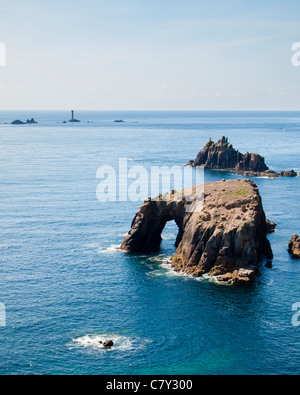 Felsformationen an der Küste bei Lands End Cornwall England UK Stockfoto