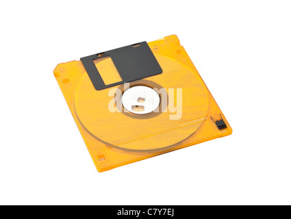 Orange Diskette auf weißen Hintergrund isoliert Stockfoto