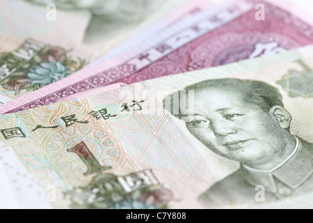Chinesische Yuan Renminbi (RMB) Banknoten hautnah Stockfoto