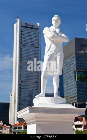Sir Thomas Stamford Raffles Statue, Singapur Stockfoto