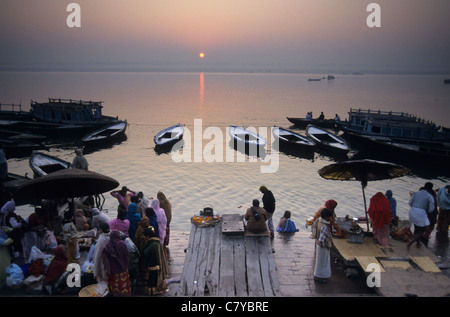 Indien, Benares, Dasaswamededh Gat, Stockfoto