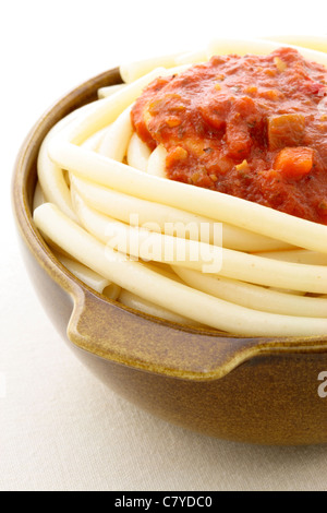 Dieses Gericht ist eines der berühmtesten in Italien. Stadt von Amatrice (in die bergige Provinz Rieti der Region Latium). Stockfoto