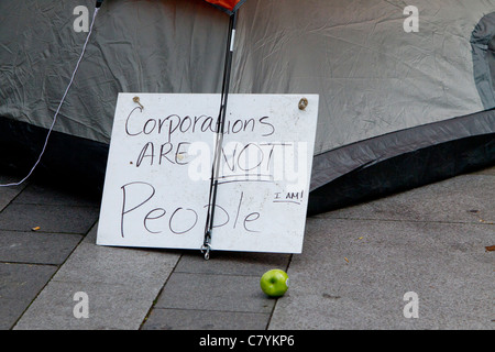 Seattle Demonstranten Camp in Westlake Park zur Unterstützung der Occupy Wall Street, Seattle, Washington zu besetzen Stockfoto