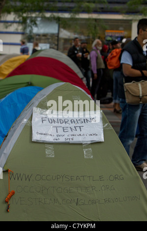 Seattle Demonstranten Camp in Westlake Park zur Unterstützung der Occupy Wall Street, Seattle, Washington zu besetzen Stockfoto