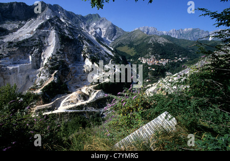 Italien, Toskana, Apuanischen Alpen, Steinbruch aus Carrara-Marmor Stockfoto