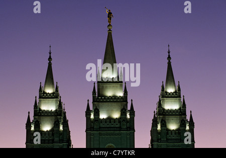 Mormon Tabernacle Nacht Tempelplatz, Salt Lake City, Utah Stockfoto