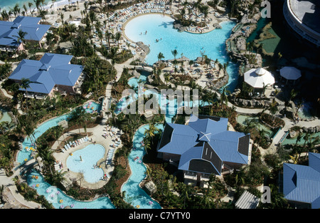 Bahamas, Paradise Island Atlantis Resort, die Schwimmbäder aus der Luft Stockfoto