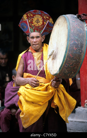 Indien, Jammu und Kashmir, Ladakh, Hemis Kloster, Mönch während buddhistischen Festivals Stockfoto