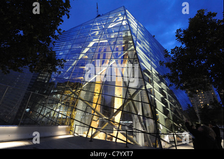 Das National September 11 umschließt Museum, im Bau auf dem Gelände des World Trade Center, Dreizack von den Twin Towers. Stockfoto