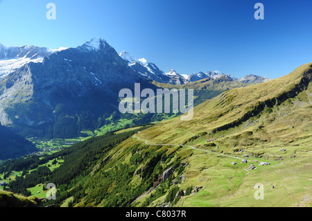 Nordwand des Eiger, Grindelwald Tal von ersten, Berner Oberland, Schweiz Stockfoto