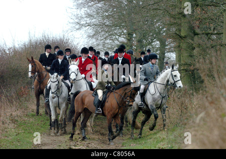 Mitglieder der Chiddingfold Leconfield und Cowdray Hunt bei Petworth am letzten Tag der Fuchsjagd im Jahr 2005 Stockfoto