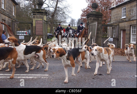 Mitglieder der Chiddingfold, Leconfield und Cowdray Hunt in Petworth am letzten Tag der Fuchsjagd im Jahr 2005 Stockfoto