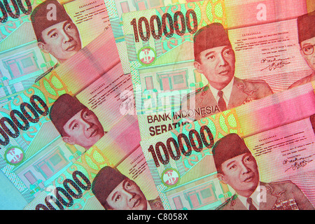 Indonesische Rupiah hunderttausend Banknoten. Indonesien Stockfoto