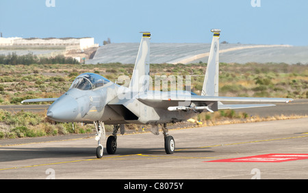 Ein US-Air Force F - 15C Eagle auf der Flightline an Gando Luftwaffenstützpunkt, Spanien. Stockfoto