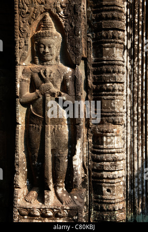 Kambodscha, Siem Reap, Angkor, Preah Khan, hinduistische und buddhistische Tempel, Basrelief Stockfoto