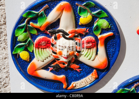 Trinacria, altes Symbol von Sizilien, Monreale, Sizilien, Italien Stockfoto