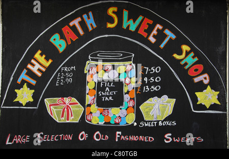 Melden Sie sich außerhalb der Badewanne Sweet Shop, Bad Somerset UK Stockfoto