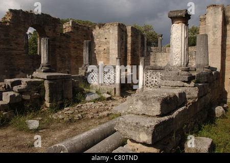 Griechische Kunst. Werkstatt des Phidias Ruinen, 430 v. Chr. erbaut. Theodosius II verwandelte sich das Gebäude in einer christlichen Kirche. Olympia. Stockfoto