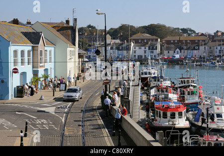 Weymouth Hafen Dorset England England Angelboote/Fischerboote am Custom House Quay Stockfoto