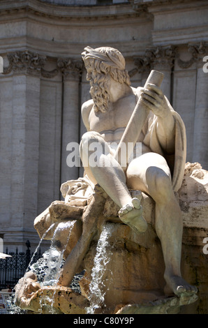 Brunnen-Skulptur, Piazza Navona, Rom, Italien, Europa Stockfoto