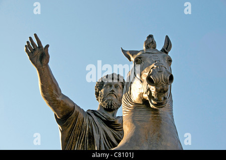 Reiterstandbild des Kaisers Marcus Aurelius in Piazza del Campidoglio, Kapitol, Rom, Italien, Europa Stockfoto