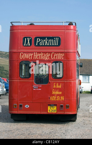 Gower Heritage Center alte offene Top Leyland Bus geben Führungen der Halbinsel Gower in Süd-Wales, UK. Stockfoto