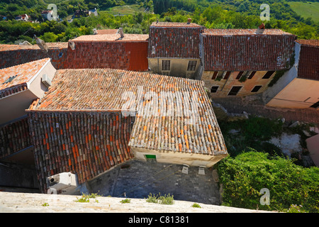 Dächer der alten Stadt Motovun in Istrien, Kroatien Stockfoto