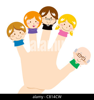 Niedlich und süß Finger Familie lächelnd Stockfoto