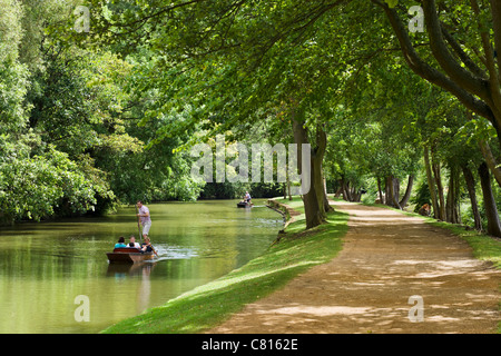 Bootfahren auf dem Fluss Cherwell in der Nähe von Christ Church Meadow, Oxford, Oxfordshire, England, UK Stockfoto