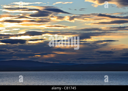 Sonnenuntergang an der Küste von der Kommune, in der Nähe von Utoya Island, Norwegen Stockfoto