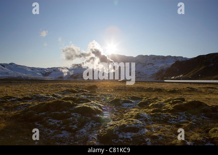 Nesjavellir Geothermie-Kraftwerk Stockfoto