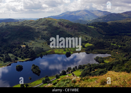 Blick über Rydal Wasser von Nab Narbe in der Lake District National Park, Cumbria. Stockfoto